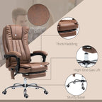 Massage Office Chair with 6 Vibration Points, Heated High Back Recliner with Adjustable Height and Swivel Wheels