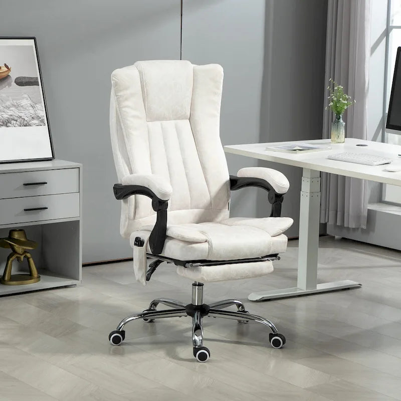 Massage Office Chair with 6 Vibration Points, Heated High Back Recliner with Adjustable Height and Swivel Wheels