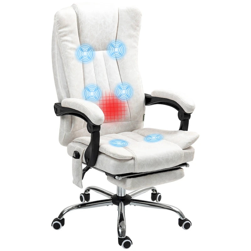 Massage Office Chair with 6 Vibration Points, Heated High Back Recliner with Adjustable Height and Swivel Wheels