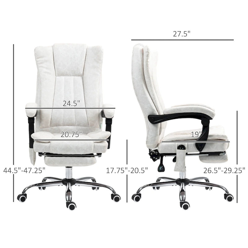 Massage Office Chair with 6 Vibration Points, Heated High Back Recliner with Adjustable Height and Swivel Wheels