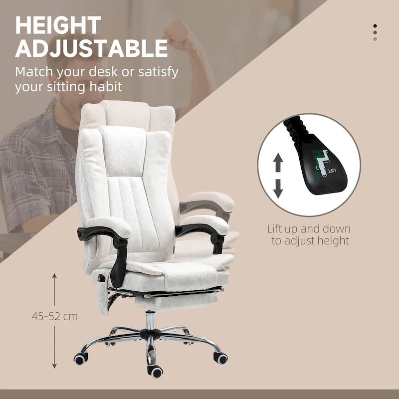 Massage Office Chair with 6 Vibration Points, Heated High Back Recliner with Adjustable Height and Swivel Wheels