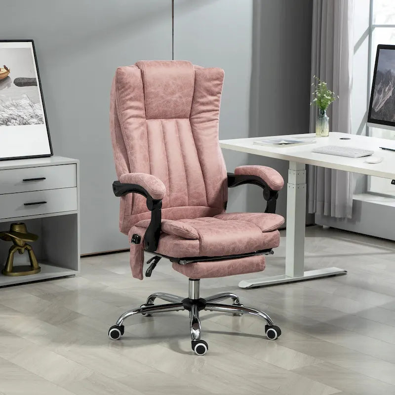 Massage Office Chair with 6 Vibration Points, Heated High Back Recliner with Adjustable Height and Swivel Wheels
