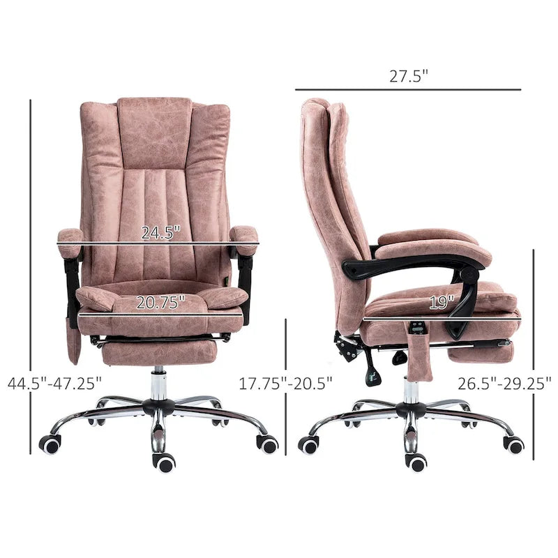 Massage Office Chair with 6 Vibration Points, Heated High Back Recliner with Adjustable Height and Swivel Wheels