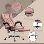 Massage Office Chair with 6 Vibration Points, Heated High Back Recliner with Adjustable Height and Swivel Wheels