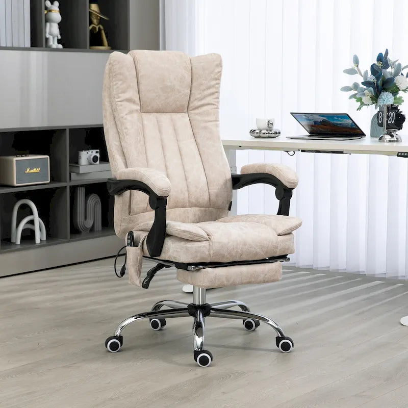 Massage Office Chair with 6 Vibration Points, Heated High Back Recliner with Adjustable Height and Swivel Wheels