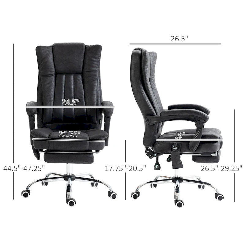 Massage Office Chair with 6 Vibration Points, Heated High Back Recliner with Adjustable Height and Swivel Wheels