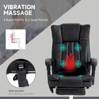 Massage Office Chair with 6 Vibration Points, Heated High Back Recliner with Adjustable Height and Swivel Wheels