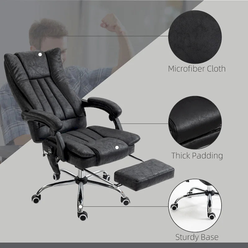 Massage Office Chair with 6 Vibration Points, Heated High Back Recliner with Adjustable Height and Swivel Wheels