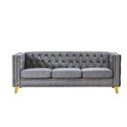 Tufted 3-Seat Velvet Sofa with Nailhead Trim, Solid Wood Frame Upholstered Couch for Living Room