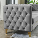 Tufted 3-Seat Velvet Sofa with Nailhead Trim, Solid Wood Frame Upholstered Couch for Living Room