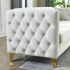 Tufted 3-Seat Velvet Sofa with Nailhead Trim, Solid Wood Frame Upholstered Couch for Living Room