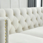 Tufted 3-Seat Velvet Sofa with Nailhead Trim, Solid Wood Frame Upholstered Couch for Living Room