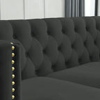 Tufted 3-Seat Velvet Sofa with Nailhead Trim, Solid Wood Frame Upholstered Couch for Living Room