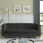 Tufted 3-Seat Velvet Sofa with Nailhead Trim, Solid Wood Frame Upholstered Couch for Living Room