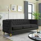 Tufted 3-Seat Velvet Sofa with Nailhead Trim, Solid Wood Frame Upholstered Couch for Living Room