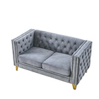 Tufted 3-Seat Velvet Sofa with Nailhead Trim, Solid Wood Frame Upholstered Couch for Living Room