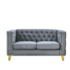 Tufted 3-Seat Velvet Sofa with Nailhead Trim, Solid Wood Frame Upholstered Couch for Living Room