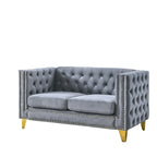 Tufted 3-Seat Velvet Sofa with Nailhead Trim, Solid Wood Frame Upholstered Couch for Living Room