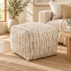 Faux Fur Pouf With Foil Print Design