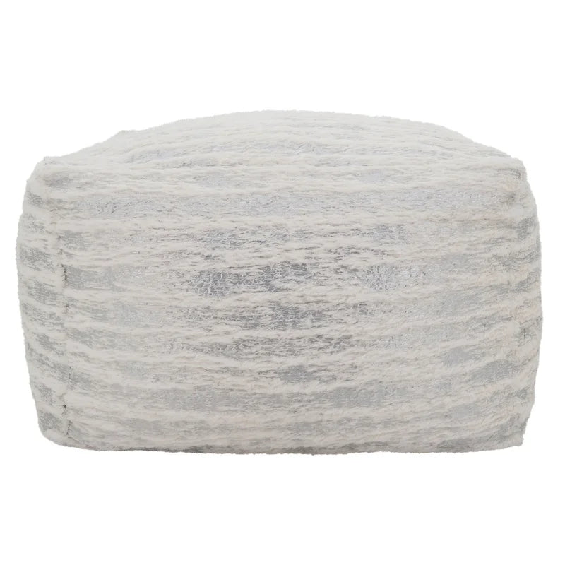 Faux Fur Pouf With Foil Print Design