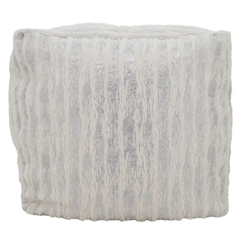 Faux Fur Pouf With Foil Print Design