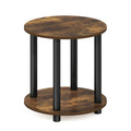 2-Tier Round Wooden End Table, Marble White