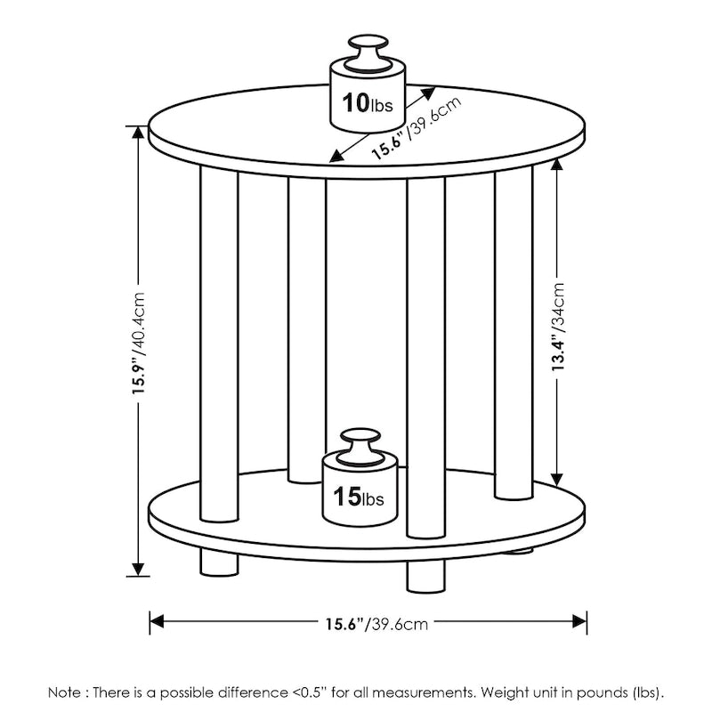 2-Tier Round Wooden End Table, Marble White