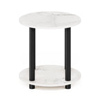 2-Tier Round Wooden End Table, Marble White
