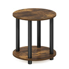 2-Tier Round Wooden End Table, Marble White