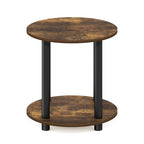 2-Tier Round Wooden End Table, Marble White