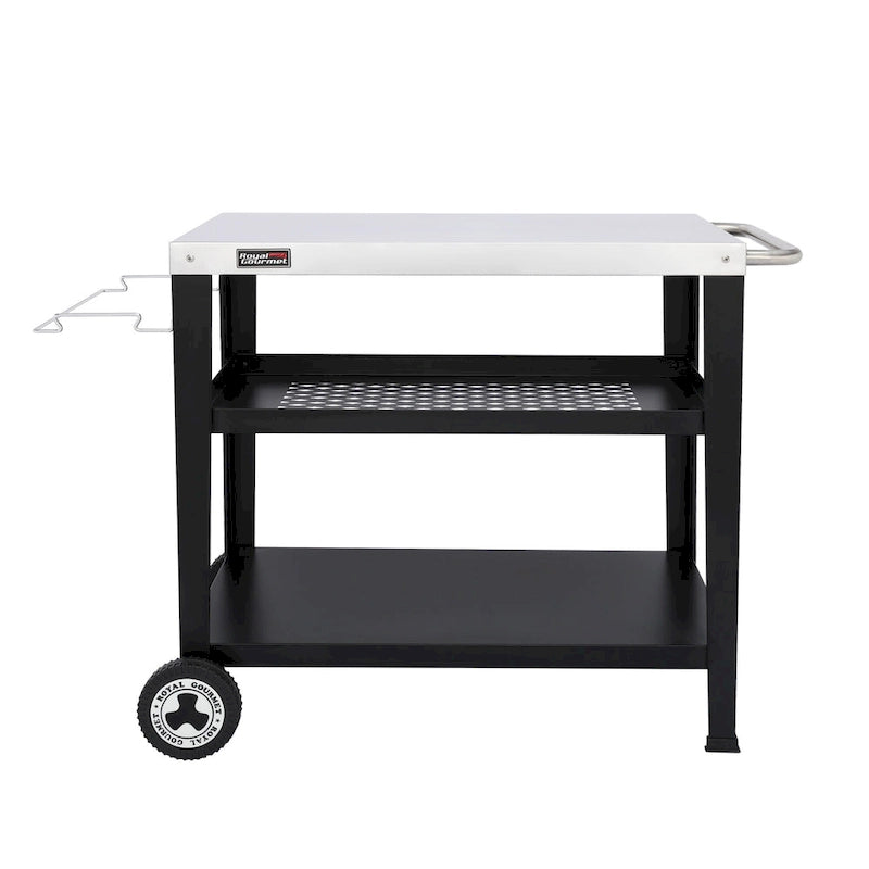 Movable 3-Shelf Grill Table with Removable Trash Bag Holder