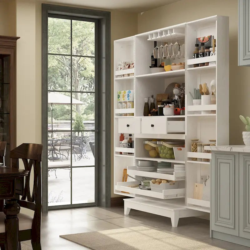 Multifunctional Wine & Food Storage Cabinet with Wine Glass Rack