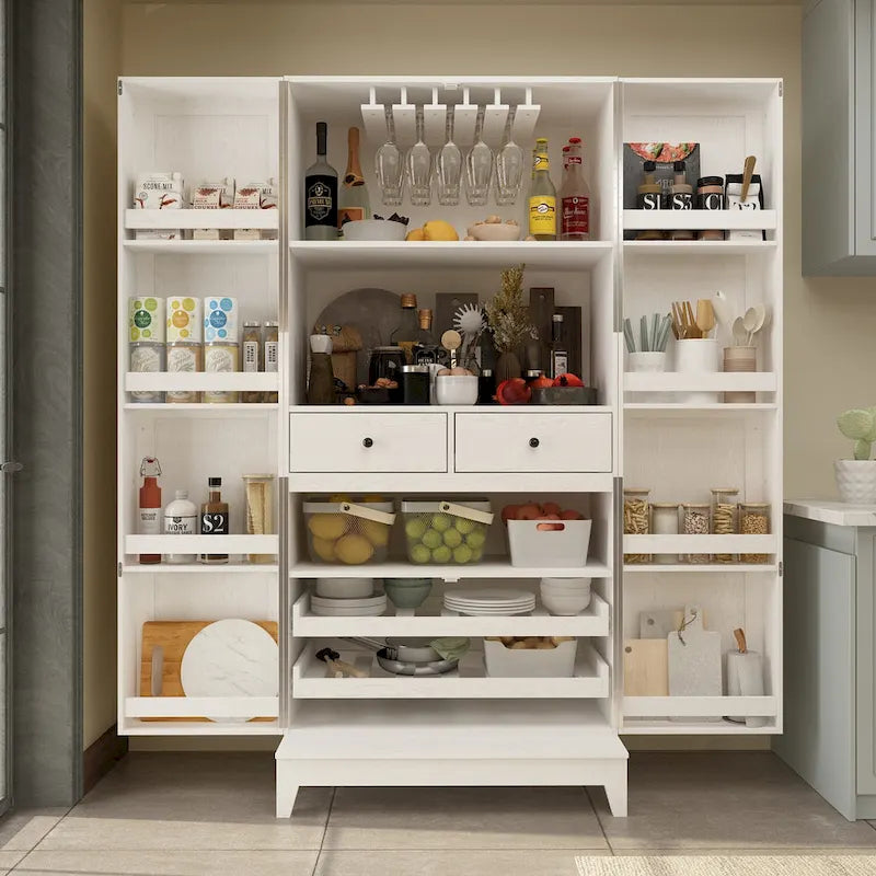 Multifunctional Wine & Food Storage Cabinet with Wine Glass Rack
