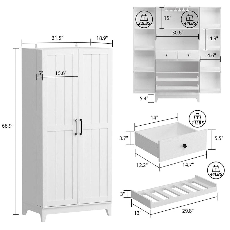 Multifunctional Wine & Food Storage Cabinet with Wine Glass Rack