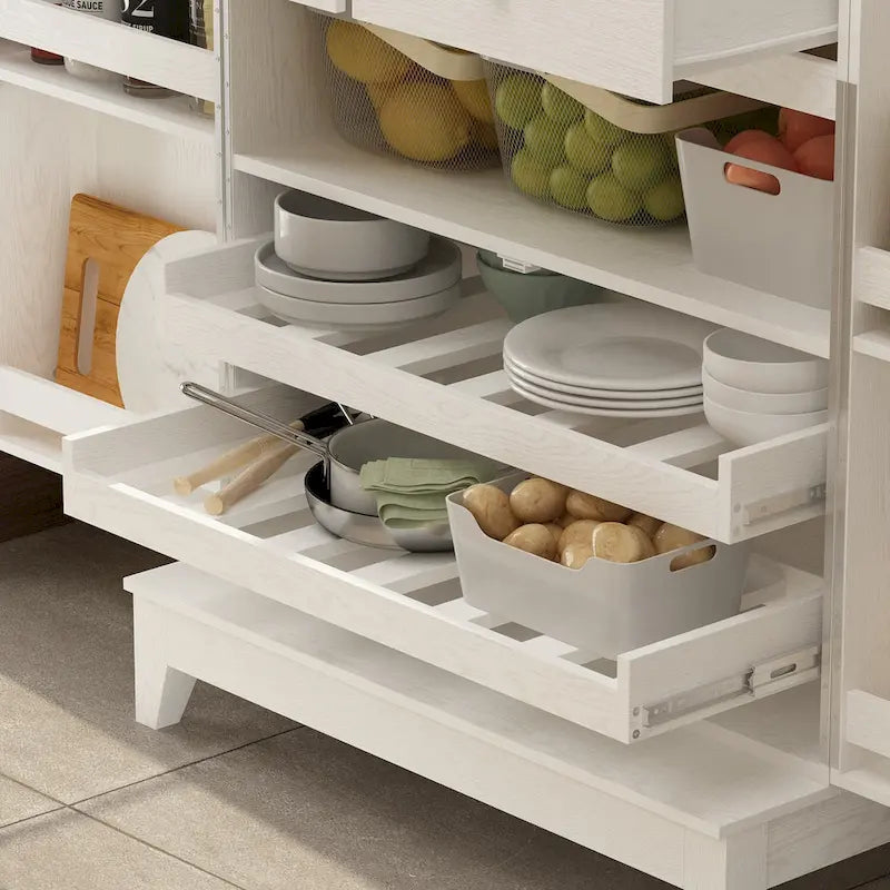 Multifunctional Wine & Food Storage Cabinet with Wine Glass Rack