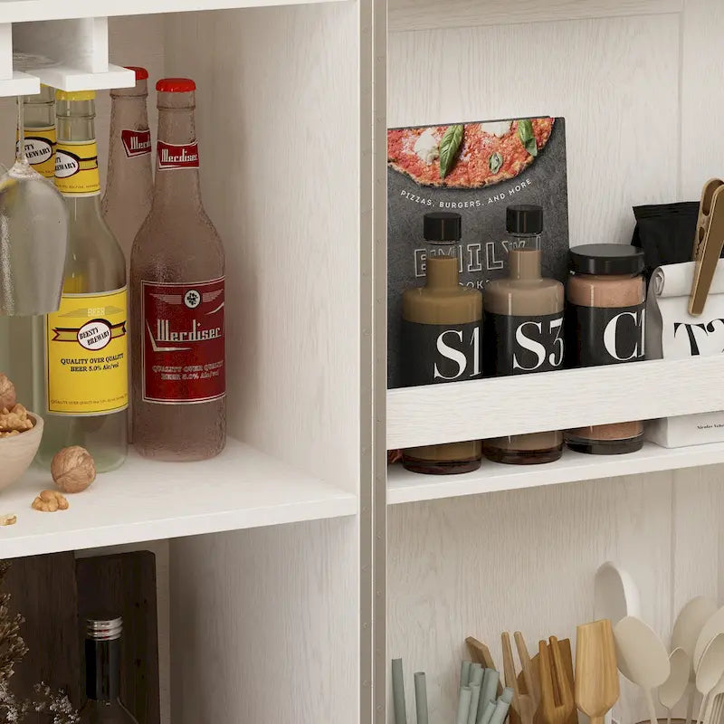 Multifunctional Wine & Food Storage Cabinet with Wine Glass Rack