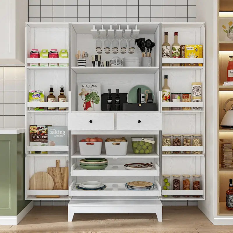 Multifunctional Wine & Food Storage Cabinet with Wine Glass Rack