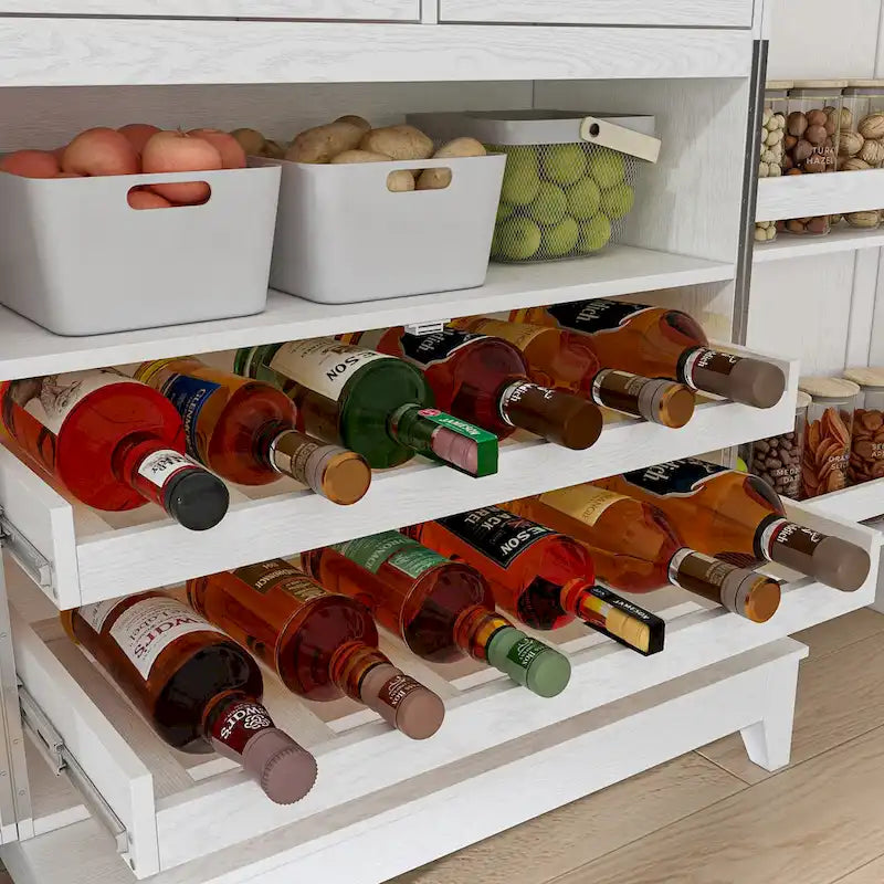 Multifunctional Wine & Food Storage Cabinet with Wine Glass Rack
