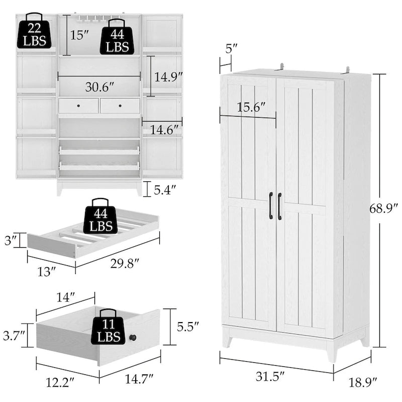 Multifunctional Wine & Food Storage Cabinet with Wine Glass Rack