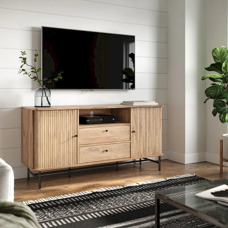 Curved Sideboard Buffet with Tambour Doors