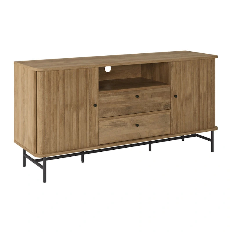 Curved Sideboard Buffet with Tambour Doors