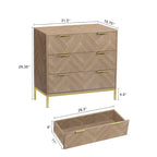 Mid-Century Modern 3-Drawer Wood Dresser Natural Oak Chest of Drawers for Bedroom