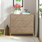 Mid-Century Modern 3-Drawer Wood Dresser Natural Oak Chest of Drawers for Bedroom
