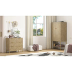 Mid-Century Modern 3-Drawer Wood Dresser Natural Oak Chest of Drawers for Bedroom