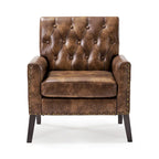 Linen and Walnut Legs Mid Century Modern Button Tufted Accent Chair - 29.53 H X 30 W X 33.07 D
