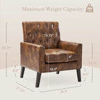 Linen and Walnut Legs Mid Century Modern Button Tufted Accent Chair - 29.53 H X 30 W X 33.07 D