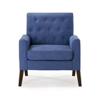 Linen and Walnut Legs Mid Century Modern Button Tufted Accent Chair - 29.53 H X 30 W X 33.07 D