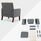 Linen and Walnut Legs Mid Century Modern Button Tufted Accent Chair - 29.53 H X 30 W X 33.07 D