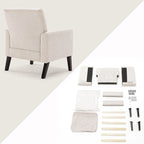 Linen and Walnut Legs Mid Century Modern Button Tufted Accent Chair - 29.53 H X 30 W X 33.07 D