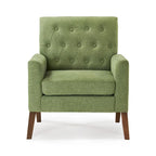 Linen and Walnut Legs Mid Century Modern Button Tufted Accent Chair - 29.53 H X 30 W X 33.07 D